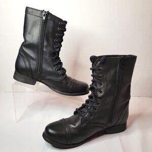 STEVE MADDEN Women Troopa Combat Boots Black Size 6 M Leather Zip Lace-Up